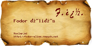 Fodor Éliás névjegykártya